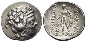 GRECIA ANTIGUA. CELTAS DEL DANUBIO. Tetradracma. Imitación de Thasos. A/ Cabeza de Dionisos. R/ Herakles a izq. AR 16,54 g. 31,4 mm. SBG-215. MBC+.