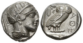 GRECIA ANTIGUA. ÁTICA. Atenas. Tetradracma (c. 479-393 a.C.). A/ Cabeza de Atenea a der. R/ Lechuza a der. AR 17,17 g. 25 mm. COP-34 ss. EBC.