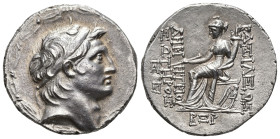 GRECIA ANTIGUA. REINO SELÉUCIDA. Demetrio I. Tetradracma (151-150 a.C.). Antioquía. A/ Cabeza diademada a der., alrededor láurea. R/ Tyche sentada a i...