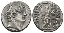 GRECIA ANTIGUA. REINO SELÉUCIDA. Filipo I Filadelfo (93-82 a.C.). Tetradracma. A/ Cabeza diademada a der. R/ Zeus entronizado a izq. con cetro y Nike,...