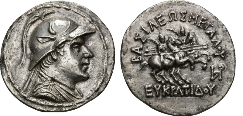 GRECIA ANTIGUA. REINO DE BACTRIA. Eucrátides (post. 170 a.C.). Tetradracma. A/ B...