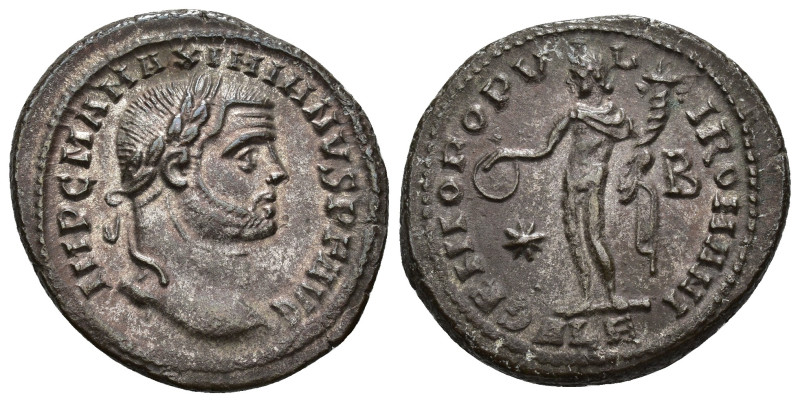 IMPERIO ROMANO. MAXIMIANO. Follis. Alejandría (295). A/ Cabeza laureada a der.; ...