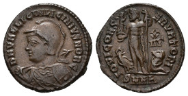 IMPERIO ROMANO. LICINIO II. Follis. Nicomedia (321-324). A/ Busto a izq. con casco, escudo y lanza; D N VAL LICIN LICINIVS NOB C. R/ Júpiter a izq. co...