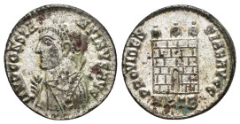 IMPERIO ROMANO. CONSTANTINO I. Follis. Heraclea (317). A/ Busto laureado y drapeado a izq. con cetro y mappa; IMP CONSTANTINVS AVG. R/ Puerta de campa...
