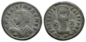 IMPERIO ROMANO. CRISPO. Follis. Roma (318-319). A/ Busto laureado y acorazado a izq. con escudo y lanza; CRISPVS NOB CAES. R/ Escudo con ley. AVG sobr...