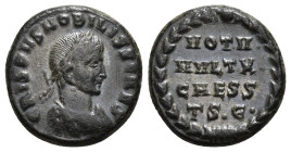 IMPERIO ROMANO. CRISPO. Follis. Tesalónica (318-319). A/ Busto laureado a der., drapeado y acorazado a der.; CRISPVS NOBILIS CAES. R/ Láurea rodeando ...