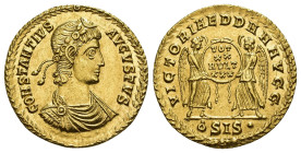 IMPERIO ROMANO. CONSTANCIO II. Sólido. Siscia (340-350). A/ Busto con diadema de perlas y coraza a der.; CONSTANTIVS AVGVSTVS, todo dentro de corona c...
