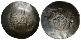 IMPERIO BIZANTINO. MANUEL I. Aspron trachy. Constantinopolis. A/ Virgen entronizada. R/ El emperador de frente; restos de ley. (MA)NUHL-DECP (…). 3,69...