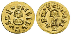 REINO VISIGODO. SISEBUTO. Tremissis. Emerita. AU 1,48 g. 18,6 mm. CNV-258. EBC.