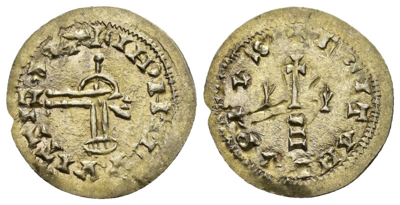 REINO VISIGODO. WITIZA. Tremissis. Egitania. AU 0,77 g. 20,2 mm. CNV-614 (anv., ...