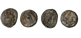 ACUÑACIONES HISPANO-ÁRABES. Lote de 2 feluses. Al-Andalus. 108 y 110 H. V-42 y 43. Uno con punzón central. MBC-.