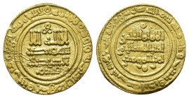 ACUÑACIONES HISPANO-ÁRABES. CALIFATO. Abd al-Rahman III. Dinar. 331 H. Al-Andalus. AU 3,86 g. 18,3 mm. V-393. Golpecito en gráfila. Ligero metal mal b...