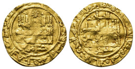 ACUÑACIONES HISPANO-ÁRABES. CALIFATO. Al-Hakam II. Dinar. Madinat al-Zahra. 359 H. AU 4,06 g. 21,4 mm. V-471. Ligeramente alabeada. MBC-.
