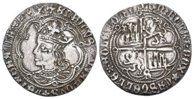 REINOS DE CASTILLA Y LEÓN. ENRIQUE IV. Real. Sevilla. Busto. AR 2,76 g. 25,5 mm. III-685. MBC.