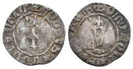 REYES CATÓLICOS. 1/4 Real. Segovia. Anterior a la Pragmática. A/ F coronada. R/ Y coronada y acueducto. AR 0,77 g. 16,5 mm. AC-164. BC+/MBC-. Muy rara...