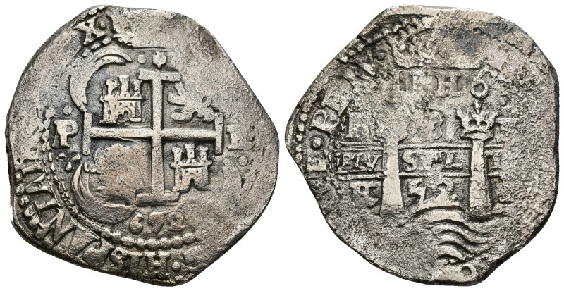 FELIPE IV. 8 reales. 1652. Potosí. AR 24,85 g. 39,8 mm. Oxidaciones marinas. MBC...