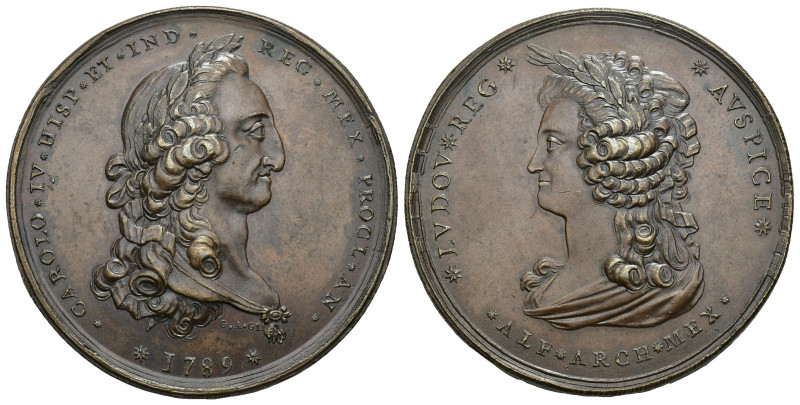 CARLOS IV. Medalla de proclamación por el arzobispado de México. 1789. Grabador:...