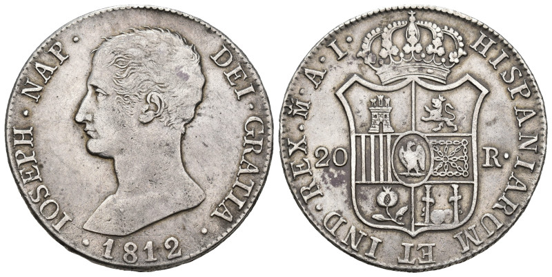 JOSÉ I BONAPARTE. 20 reales. 1812. Madrid. AI. AR 26,83 g. 39,3 mm. VI-35. MBC. ...