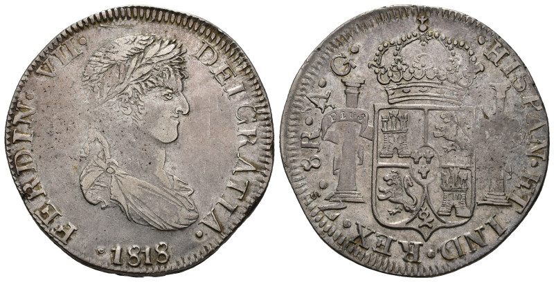 FERNANDO VII. 8 reales. 1818. Zacatecas. AG. AR 25,91 g. 39,7 mm. VI-1205. Leves...