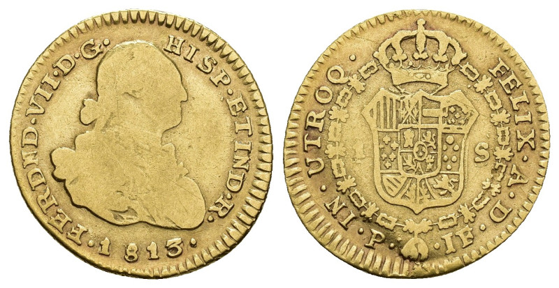 FERNANDO VII. 1 escudo. 1813. Popayán. JF. AU 3,31 g. 19,42 mm. VI-1277. BC+/MBC...