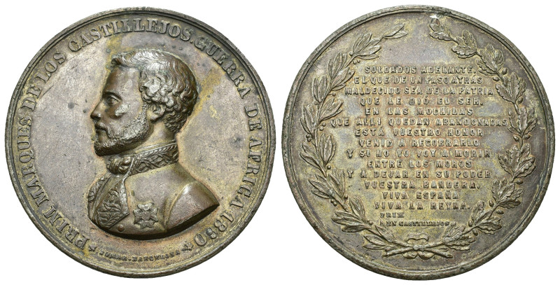 ISABEL II. Medalla. Prim, marqués de los Castillejos. Guerra de África. 1860. Po...