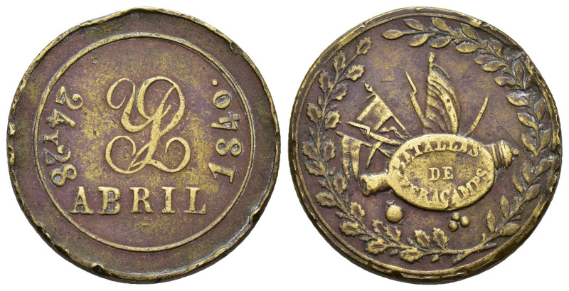 MEDALLAS CARLISTAS. Batalla de Peracamps. 27-28 de abril 1840. AE 9,80 g. 27,4 m...