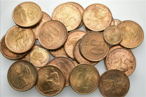 II REPÚBLICA. Lote de 22 piezas: 1 céntimo (10, 1906) y 50 céntimos (22, 1937). Algunas con manchas. Todas. B.O. EBC+/SC.
