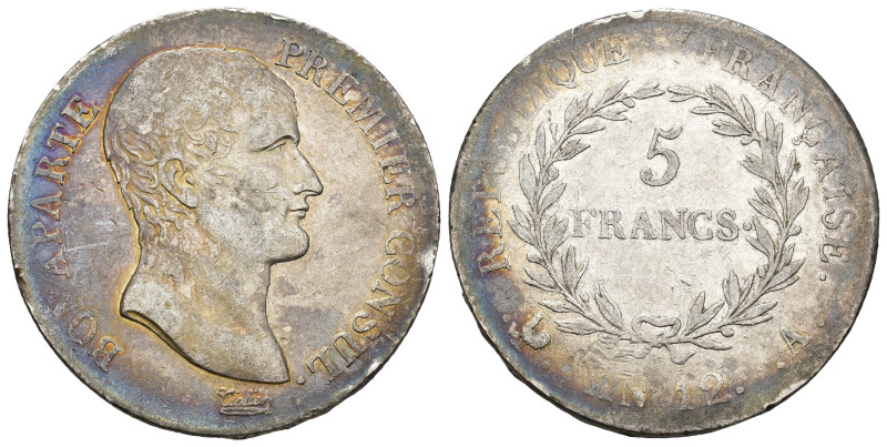 MONEDAS EXTRANJERAS. FRANCIA. Napoleón I. 5 francos. AN 12 A. AR 24,67 g. 37,2 m...