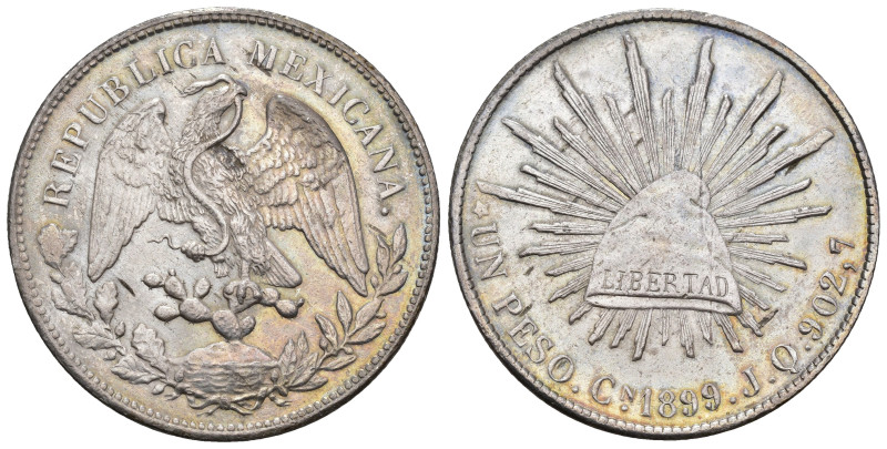 MONEDAS EXTRANJERAS. MÉXICO. 1 peso. 1899. Culiacán. JQ. AR 27,16 g. 38,8 mm. KM...