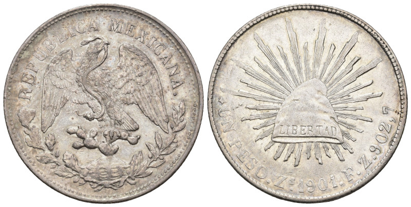 MONEDAS EXTRANJERAS. MÉXICO. 1 peso. 1901. Zacatecas. FZ. KM-409.3. AR 26,94 g. ...