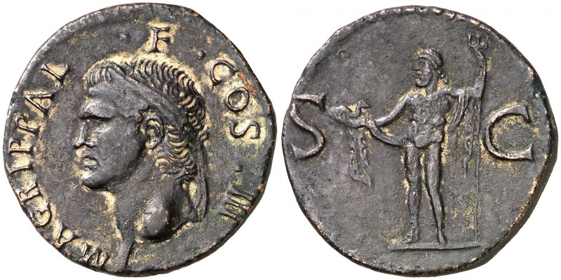 (37-41 d.C.). Agripa. As. (Spink 1812) (Co. 3) (RIC. 58, de Calígula). 9,85 g. M...