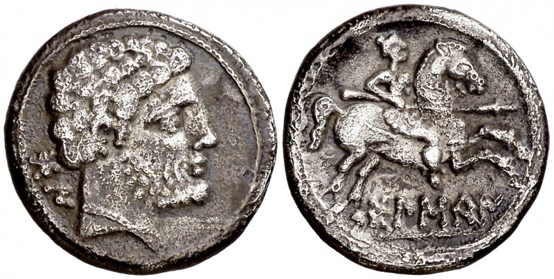 Bolscan (Huesca). Denario forrado. (FAB. 1917) (ACIP. 1417). 3,77 g. MBC-.