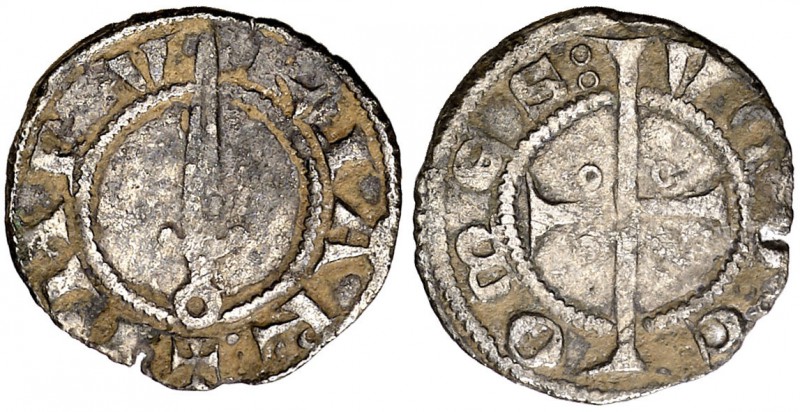 Hug V (1269-1277). Empúries. Diner. (Cru.V.S. 103) (Cru.C.G. 1916). 0,74 g. Insi...