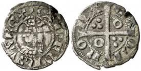 Alfons III (1327-1336). Barcelona. Diner. (Cru.V.S. 367.1) (Cu.C.G. 2185a). 0,63 g. Muy escasa. MBC-.