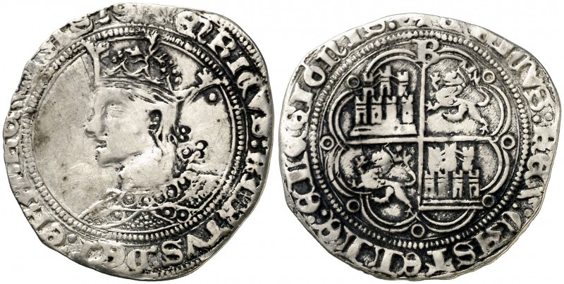 Enrique IV (1454-1474). Burgos. Real de busto. (AB. 688.2 var). 3,16 g. Orla lob...