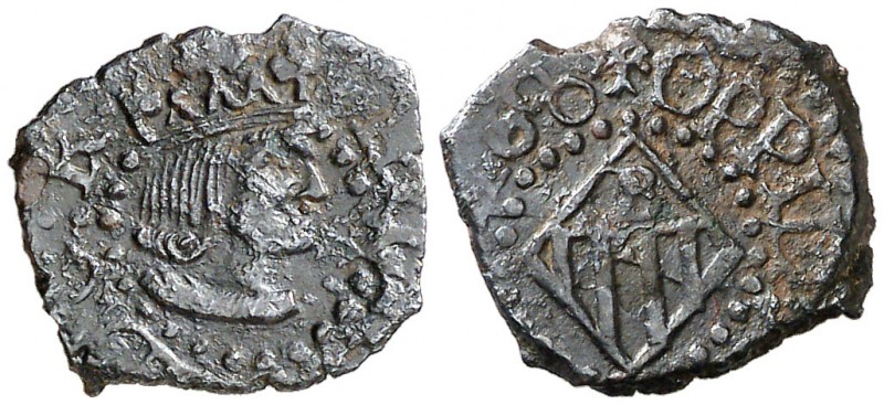 1600. Felipe III. Banyoles. 1 diner. (Cal. 591) (Cru.C.G. 3657). 0,77 g. Escasa....