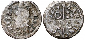 1619. Felipe III. Barcelona. 1 diner. (Cal. 610) (Cru.C.G. 4347g). 0,66 g. Escasa. BC+.