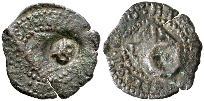 1600. Felipe III. Barcelona. 1 dobler. (Cal. falta) (Cru.C.G. 4344a). 0,62 g. Co...