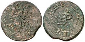 1611. Felipe III. Perpinyà. 1 ternet. (Cal. 739) (Cru.C.G. 3809). 1,74 g. Escasa. MBC-.