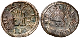 1605. Felipe III. Segovia. 2 maravedís. (Cal. 839). 1,44 g. Rara. BC+.