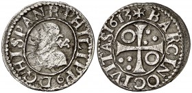 1613. Felipe III. Barcelona. 1/2 croat. (Cal. 537) (Cru.C.G. 4342g). 1,60 g. MBC.