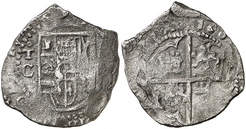 160(¿9?). Felipe III. Toledo. C. 2 reales. (Cal. tipo 128). 5,82 g. Tipo "OMNIVM...