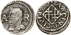 1654. Felipe IV. Barcelona. 1 ardit. (Cal. 1236) (cru.C.G. 4421a). 1,36 g. MBC/MBC+.
