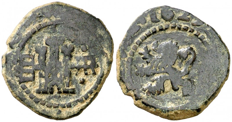 1625. Felipe IV. Segovia. 4 maravedís. Inédita. 2,38 g. Acueducto de dos pisos y...