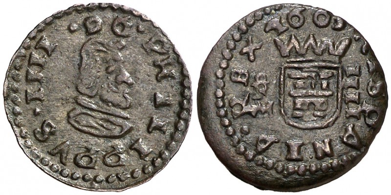 1663. Felipe IV. Trujillo. M. 4 maravedís. (Cal. 1647). 0,88 g. MBC+.
