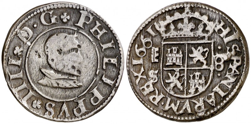 1661. Felipe IV. Segovia. S. 8 maravedís. (Cal. 1531). 2,32 g. Golpecitos. MBC-/...