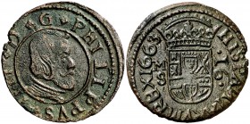 1663. Felipe IV. M (Madrid). S. 16 maravedís. (Cal. 1399). 3,58 g. Buen ejemplar. MBC+.