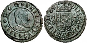 1664. Felipe IV. M (Madrid). S. 16 maravedís. (Cal. 1405). 4,14 g. Atractiva. MBC+/EBC-.
