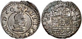 1662. Felipe IV. Sevilla. R. 16 maravedís. (Cal. 1567). 4,12 g. Buen ejemplar. MBC+.