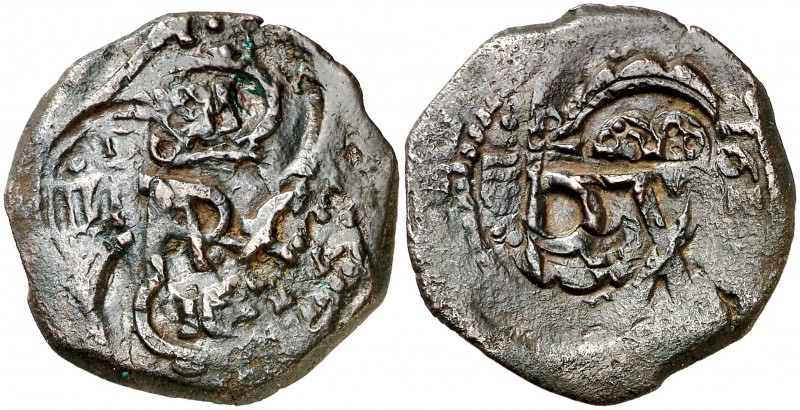 (1658-1659). Felipe IV. (Cal. pág. 370) (J.S. pág. 344-362). 6,35 g. Resello de ...